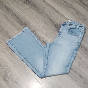 EUC Levis High Rise Raw Hem Light Wash Flare Jeans